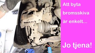 Byte av bromsskivor på en Volvo V70 2010 hu vilket meck [upl. by Eissed]