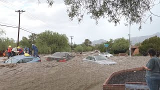 5 minutes ago in the US Monsoon rainstorms flood Tucson Arizona [upl. by Nairad]