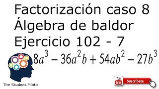 Caso 8 de factorización Cubo perfecto de binomios Álgebra de baldor Ejercicio 102  7 [upl. by Ekeiram]