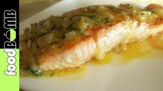 70 Zalm bakken met Mosterd Dille Saus  Foodbomb [upl. by Nallak849]