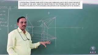 Projection of SolidsPENTAGONAL PYRAMIDS Engineering Graphics VTU [upl. by Nerti443]