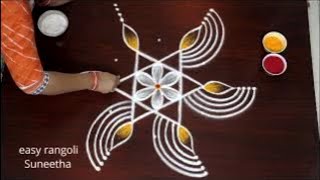 Creative Indian rangoli Art designs  Friday muggulu  rangoli kolam easy method [upl. by Arihaj]