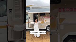 The RV hit a sandstorm in the desert rv camping [upl. by Inman]