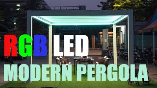 RGB LED modern heavy duty pergola [upl. by Nosnevets]