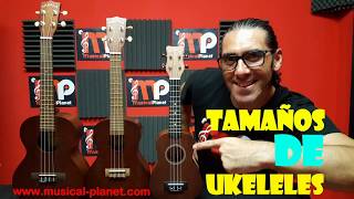 Tamaños de Ukeleles  Ukelele Soprano  Ukelele Concierto  Ukelele Tenor [upl. by Suivatco257]