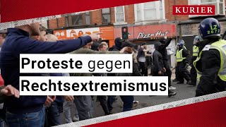 Großbritannien Tausende protestieren gegen Rechtsextremismus [upl. by Zoie]