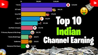 Top 10 India YouTube Channels Highest Earning In This Month  TSeries vs SET India  V19 [upl. by Fesuy]