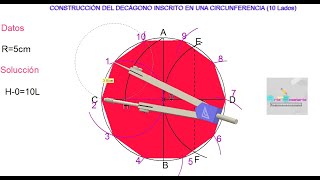 👍 Como hacer un DECÁGONO inscrito en una circunferencia ✏ Dibujo técnico paso a paso [upl. by Roselle]