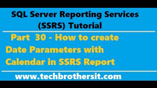 SSRS Tutorial 30  How to create Date Parameters with Calendar in SSRS Report [upl. by Haelak]