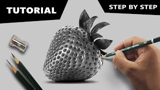 Draw Hyperrealistic Strawberry  Stepbystep Tutorial [upl. by Whitten]