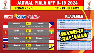 Jadwal Piala AFF U19 2024 Pekan Ke  1  Indonesia vs Fhilipina  Klasemen Piala Asean 2024 [upl. by Ethben]