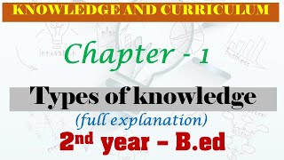 Types of knowledge  knowledge and curriculum  chapter  1  2nd year  Bed  explained in tamil [upl. by Anat]