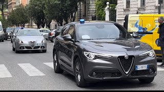 DELEGAZIONE TAGIKISTAN SCORTA POLIZIA STRADALE E CARABINIERI IN SIRENA E EMERGENZA IN VISITA A ROMA [upl. by Oetomit]