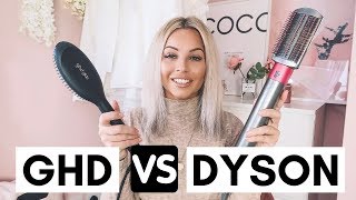 DYSON AIRWRAP VS GHD GLIDE HOT BRUSH  Lucy Jessica Carter [upl. by Ynnep]