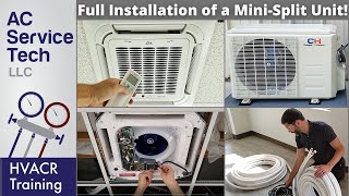 Full Installation of an Inverter Minisplit Heat Pump with Indoor Ceiling Cassette [upl. by Brader692]