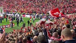 Nottingham Forest fans and players celebrate Championship PlayOff Final Win Wembley 290522 [upl. by Eiryt117]