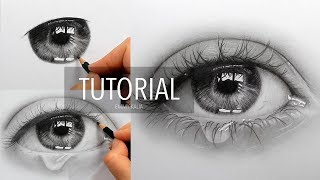 How to draw shade a realistic eye with teardrop  Step by Step Drawing Tutorial [upl. by Punke]