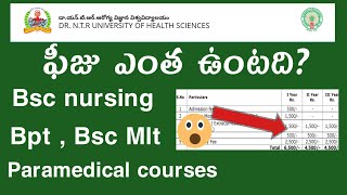 Dr NTR university Fees details Bsc nursing bpt MLT paramedical courses [upl. by Atillertse47]