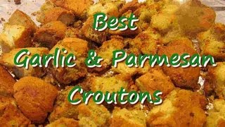 Easy GARLIC PARMESAN Soup Salad CROUTONS Recipe [upl. by Shrier]