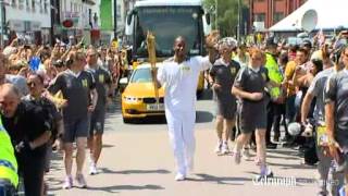 Didier Drogba carries the London 2012 Olympic torch [upl. by Cullen]