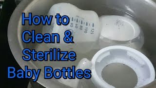 How to clean and sterilize baby feeding bottles boiling method of sterilization [upl. by Daryle]