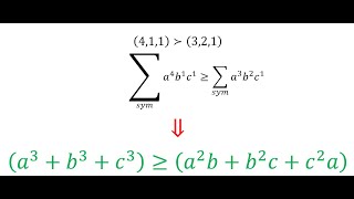 MuirHeads Inequality and some clean algebra proves a3  b3  c3 greater equal a2b  b2c  c2a [upl. by Herrle877]