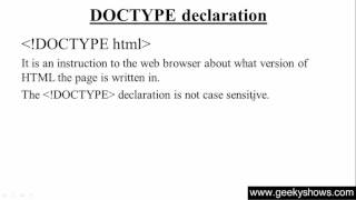 13 HTML 5 Doctype Declaration Hindi [upl. by Fonzie392]