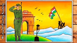 independence day drawing republic day poster drawing Indian army flag hosting poster [upl. by Sukcirdor]