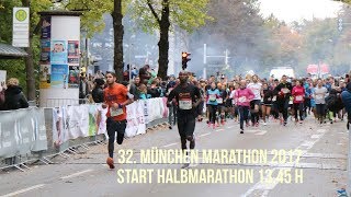 32 München Marathon 2017  Start Halbmarathon Läufer 1345 h in Bogenhausen [upl. by Phippen]