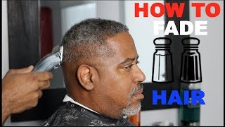 HOW TO FADE GRAY HAIR IN 10 MINUTES  Mid Bald Fade DETACHABLES BLADES ONLY [upl. by Idelson410]