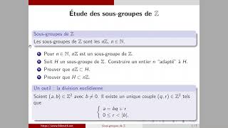 Sousgroupes de Z [upl. by Joiner]