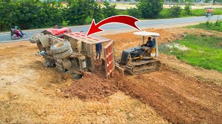 Incredible One side overturned car Was saved By Bulldozer Mini Succeeded [upl. by Pussej896]