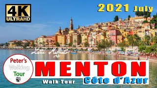 Menton Cote dAzur Francia Riviéra Walking Tour 4k 2021 [upl. by Dougy]