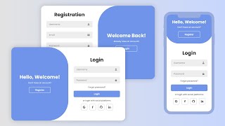 Responsive Login and Registration Form in HTML CSS amp Javascript [upl. by Oettam]