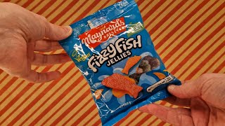 Maynard Bassetts Fizzy Fish Jellies Sour  Random Reviews [upl. by Refiffej]