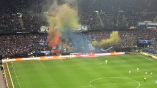 HSV Darmstadt Ultras Choreo und PyroJäger 220417 [upl. by Enaira]