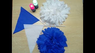 DIY Crepe Paper Sports Day Accessories  Flags and Pompoms out of Crepe Paper  Art Craft and Health [upl. by Oigaib]