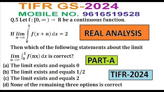 TIFR 2024 MATHEMATICS PART A Q NO 5 SOLUTION TIFR 2024 REAL ANALYSIS QUESTION SOLUTIONTIFR PYQ [upl. by Yecats]