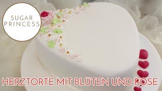 Motivtorte  Herztorte mit Blumen selber machen  Sugarprincess [upl. by Ber]