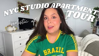 NYC studio apartment tour  very realistic apartment in manhattan [upl. by Nnylhsa]