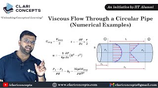 Viscous Flow Through a Circular Pipe  Numerical Examples solved  Hindi [upl. by Lerner]