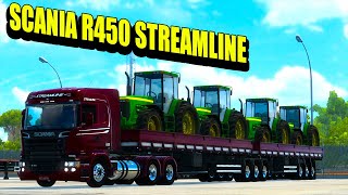 SCANIA R450 STREAMLINE NO REBOQUE30METROS MAPA ROTAS BRASIL [upl. by Alamac437]