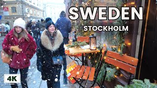 4K Heavy Snow Walk in Stockholm Old Town  Gamla Stan 🌨️🇸🇪 [upl. by Novaj368]