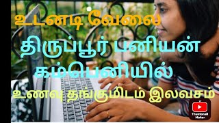 திருப்பூர் பனியன் கம்பெனி வேலை வாய்ப்பு 2024 Tirupur Garments Job vacancy Today [upl. by Allemaj]