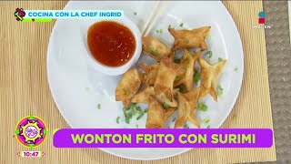 Prepara delicioso wonton frito con surimi  La Cocina  Sale el Sol [upl. by Suired]