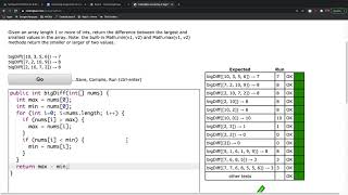 CodingBat Array 2 bigDiff [upl. by Lottie]