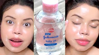 I Apply quotBaby Oilquot on My Face  amp See the Magic  GLASS Skin with Baby Oil [upl. by Felder]