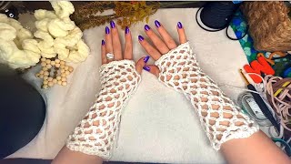 DIY 🧶 Fishnet Fingerless Gloves Crochet Free pattern Tutorial [upl. by Gascony]