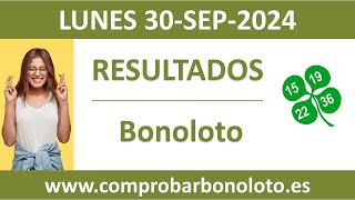 Resultado del sorteo Bonoloto del lunes 30 de septiembre de 2024 [upl. by Ammadis757]