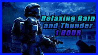 Halo 3 ODST Sad Theme Music 1 HOUR  Relaxing Animated Rain and Thunder Ambience [upl. by Enimajneb525]